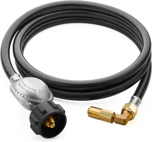 6 Feet Low Pressure Propane Hose with Regulator, Universal Grill Regulator Hose with 90 Degree Elbow Adaptor for Blackstone 17”/22” Blackstone Tabletop Griddle