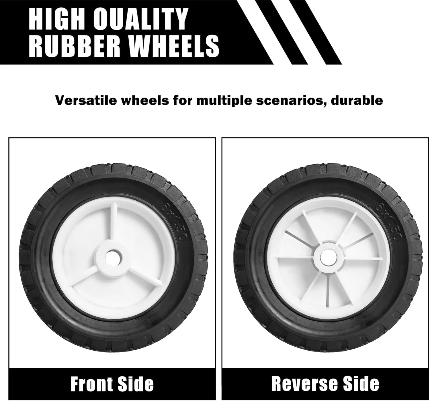 6 Inch Plastic Wheels Replaces for Oregon 72-106, Universal Wheels Tires Compatible with Craftsman AYP MTD Lawnmower, Replacement Radio Flyer Wagon BBQ Grill Trash Can Hand Truck Lawn Sprayer
