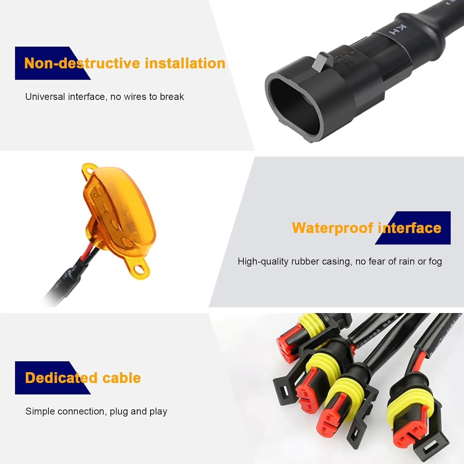 6PCS Car Grille Lights, Bright Amber LED Grill Lights with Wiring Harness, Waterproof Front Grill Trim Lamps, Vehicle Exterior Grille Lamps Compatible with F150 F250 F350 (Yellow Yellow)