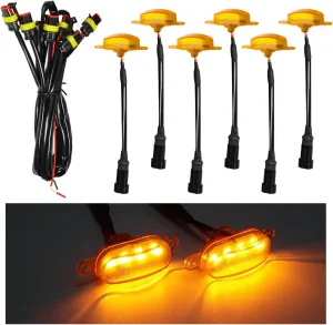 6PCS Car Grille Lights, Bright Amber LED Grill Lights with Wiring Harness, Waterproof Front Grill Trim Lamps, Vehicle Exterior Grille Lamps Compatible with F150 F250 F350 (Yellow Yellow)