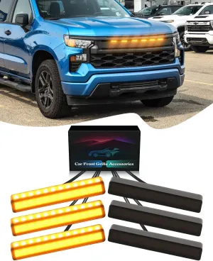6Pcs LED Grill Light for 2025 2024 Chevrolet Silverado Raptor Grille Lights Amber Warning Front Bumper Light Silverado Accessories 2019-2023 (Yellow)