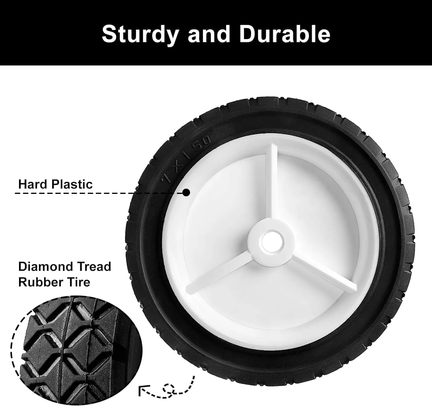 7 Inch Universal Wheels, Replacement for Oregon 72-107, 2-Pack Compatible with Craftsman JD Lawnmower, Edger, BBQ Grills, Radio Flyer Wagon, Hand Truck, Utility Cart, Snowblower White