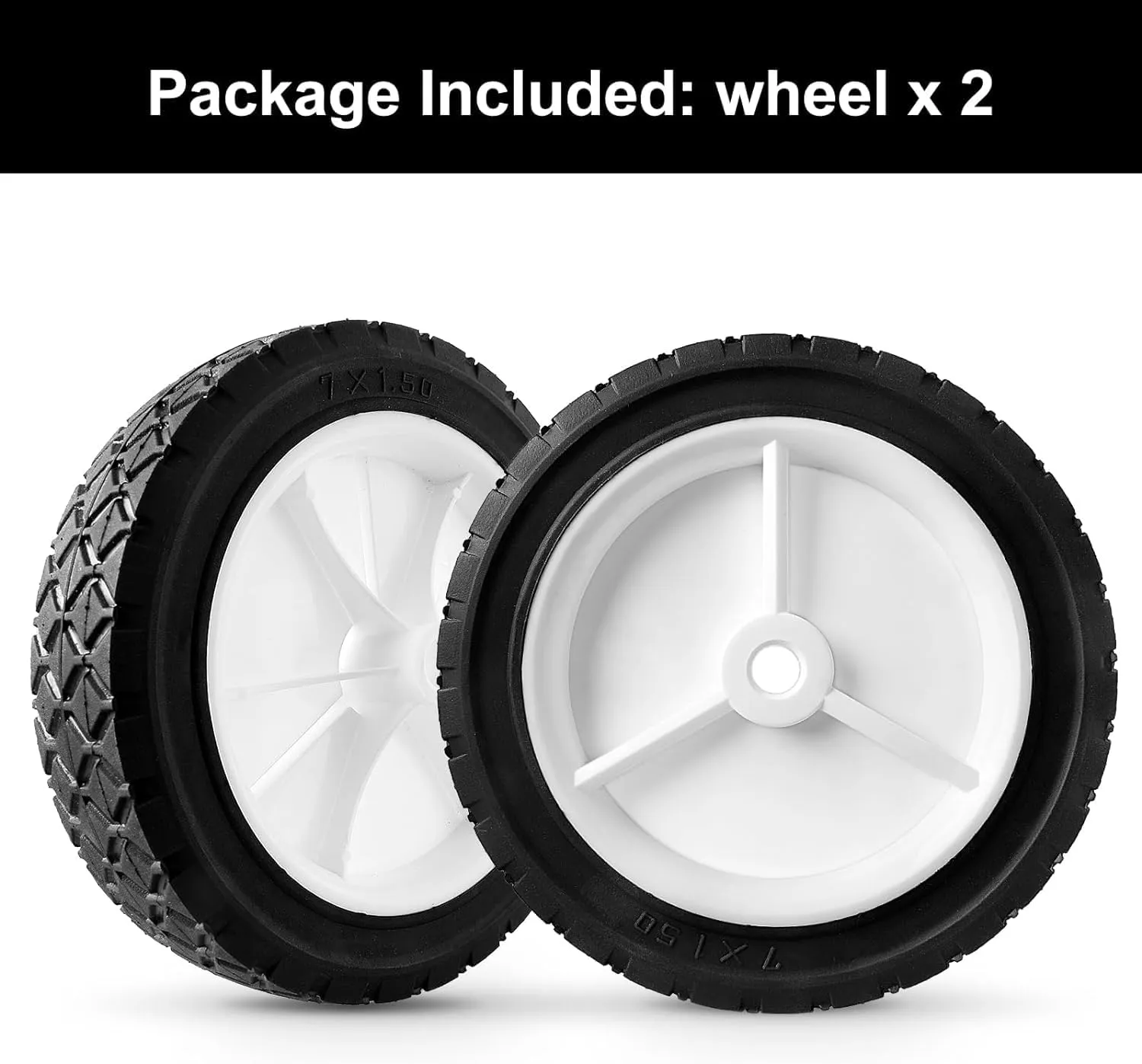 7 Inch Universal Wheels, Replacement for Oregon 72-107, 2-Pack Compatible with Craftsman JD Lawnmower, Edger, BBQ Grills, Radio Flyer Wagon, Hand Truck, Utility Cart, Snowblower White