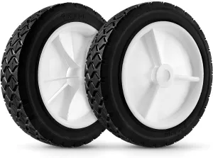 7 Inch Universal Wheels, Replacement for Oregon 72-107, 2-Pack Compatible with Craftsman JD Lawnmower, Edger, BBQ Grills, Radio Flyer Wagon, Hand Truck, Utility Cart, Snowblower White