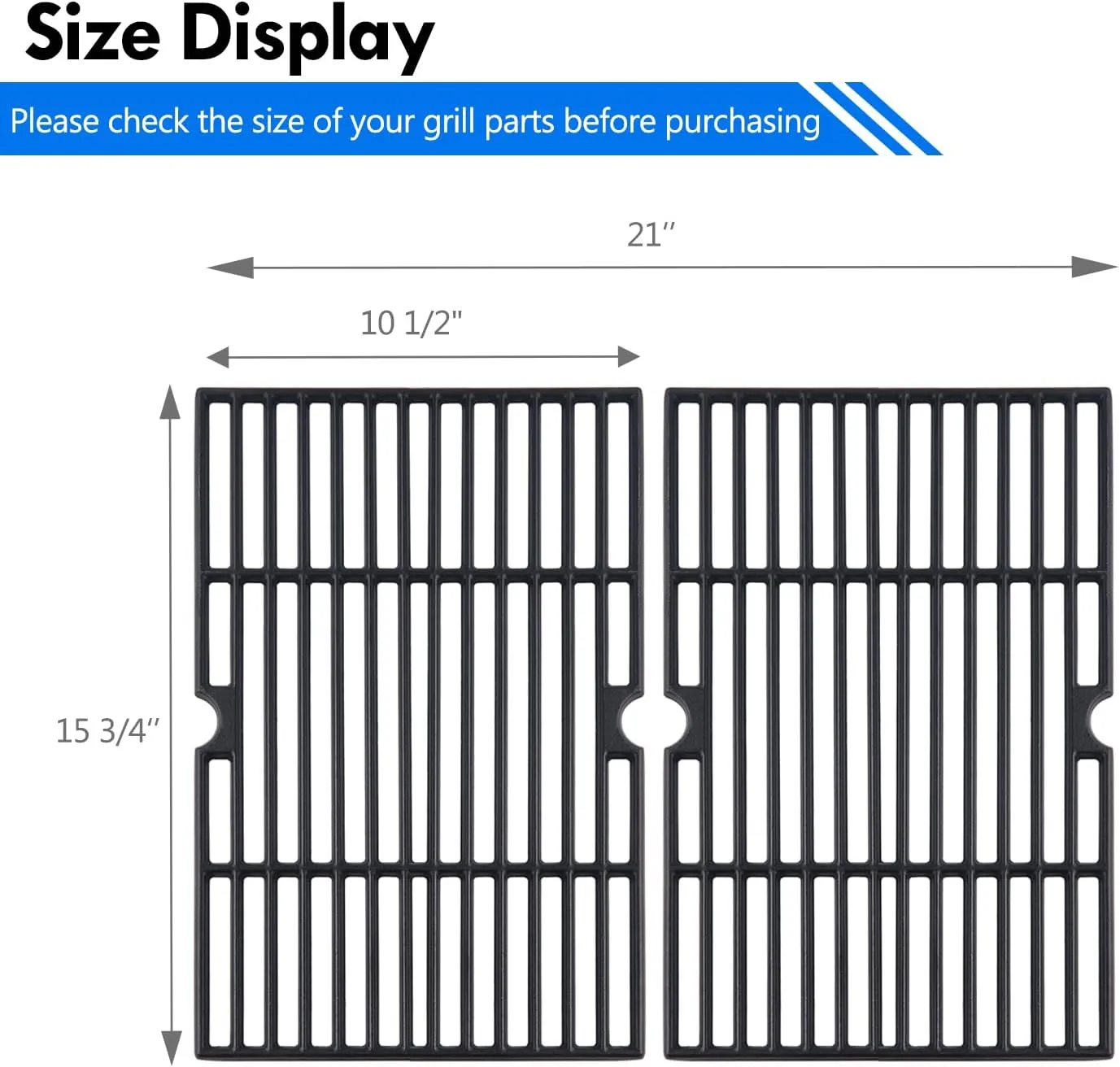 70-01-634 Grill Grate Replacement Parts for Dyna Glo Grill DGF350CSP DGF350CSP-D DGF350SNP DGF350SNP-D DG1-70-01-634-R 101-03011 Cast Iron Cooking Grate Grids Dyna-glo 2 Burner Gas Grill Grates Parts