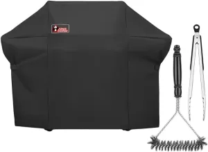 7108 Premium Grill Cover for Weber Summit 400-Series Gas Grills (Compared to The Weber 7108 Grill Cover) Including Grill Brush and Tongs
