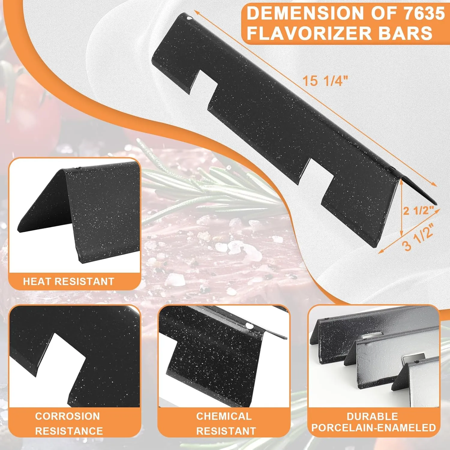7635 Flavorizer Bars for Weber GS4 Spirit 2 Parts Replacement for Weber Spirit II & I E210 S210 E215 E220 S220 Grill, for Weber GS4 Grill Parts 67045 69796, Webber Parts 15.3" Bars,Porcelain-enameled