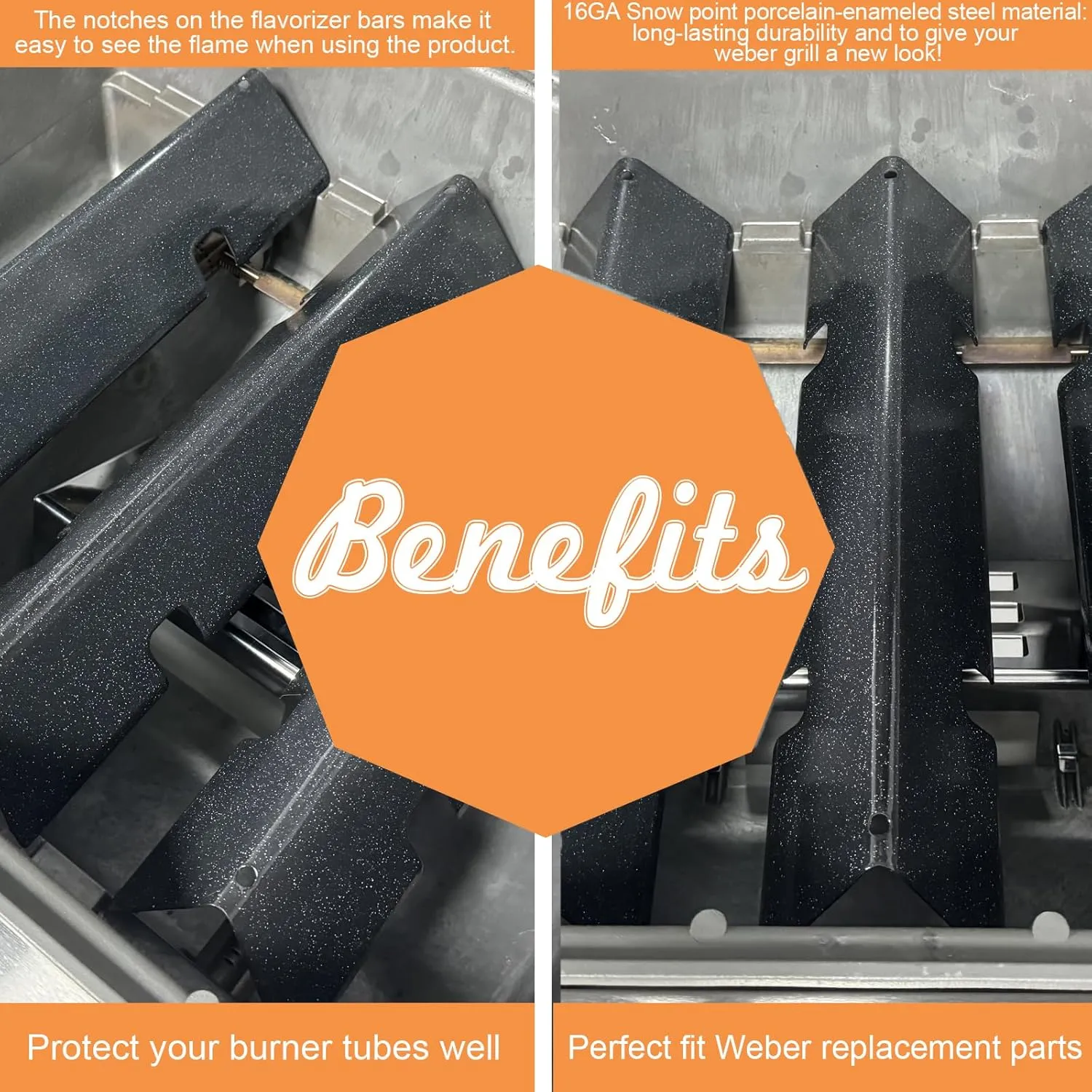 7635 Flavorizer Bars for Weber GS4 Spirit 2 Parts Replacement for Weber Spirit II & I E210 S210 E215 E220 S220 Grill, for Weber GS4 Grill Parts 67045 69796, Webber Parts 15.3" Bars,Porcelain-enameled