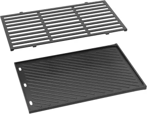 7637 Cast Iron Griddle and Grill Grate for Weber Spirit E220 E210 S220 S210 Gas Grills with Front Control Knobs, Grill Replacement Parts for Weber Spirit I & II 200 Series Grill Accessories, 17.5 Inch