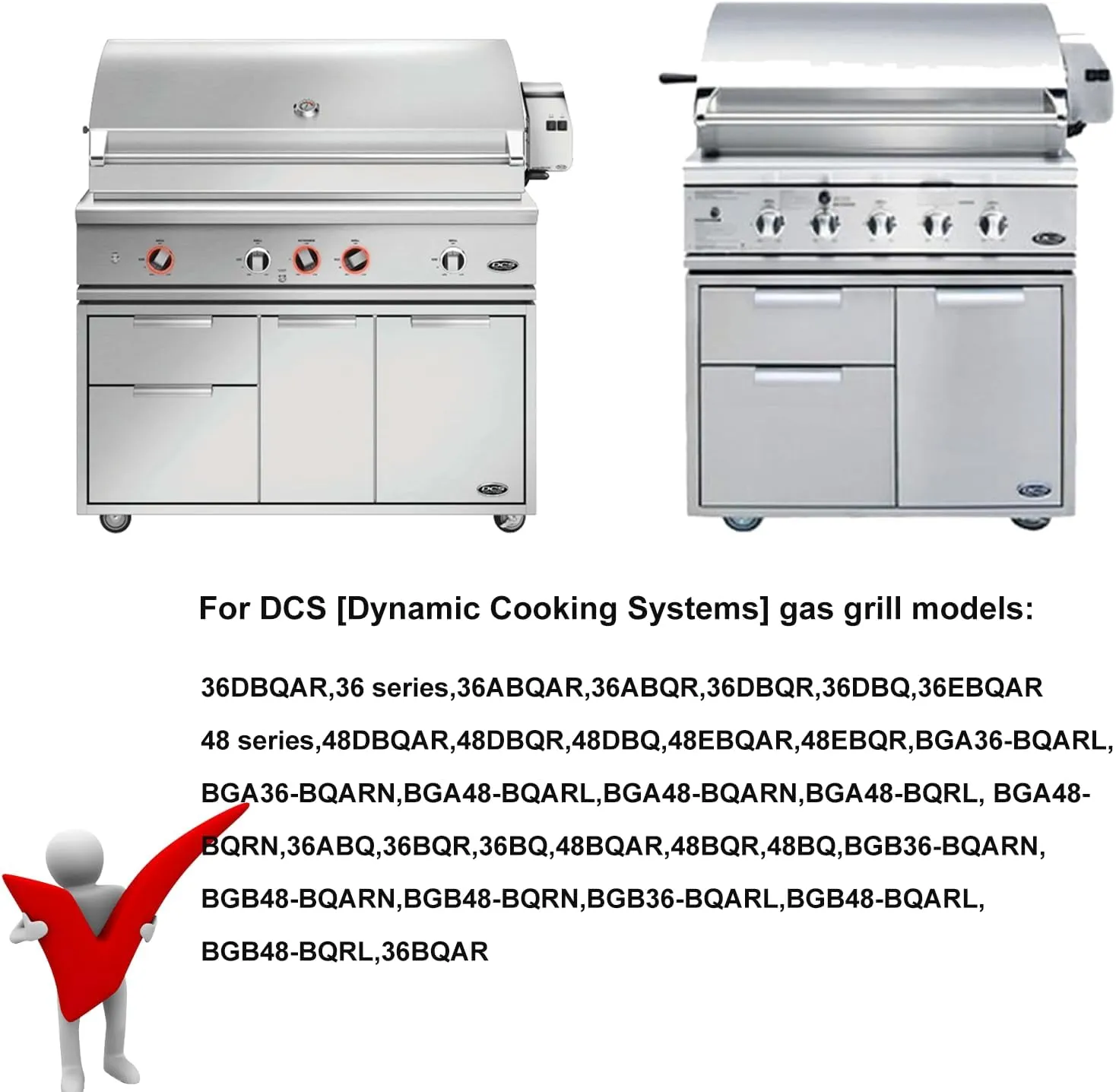 8MM Solid Stainless Steel Cooking Grates Replacement Parts for DCS Gas Grill Model 24 36 48 Series, 36DBQAR, 36ABQAR, 36ABQR, 48DBQAR, 48DBQR, 48DBQ and More