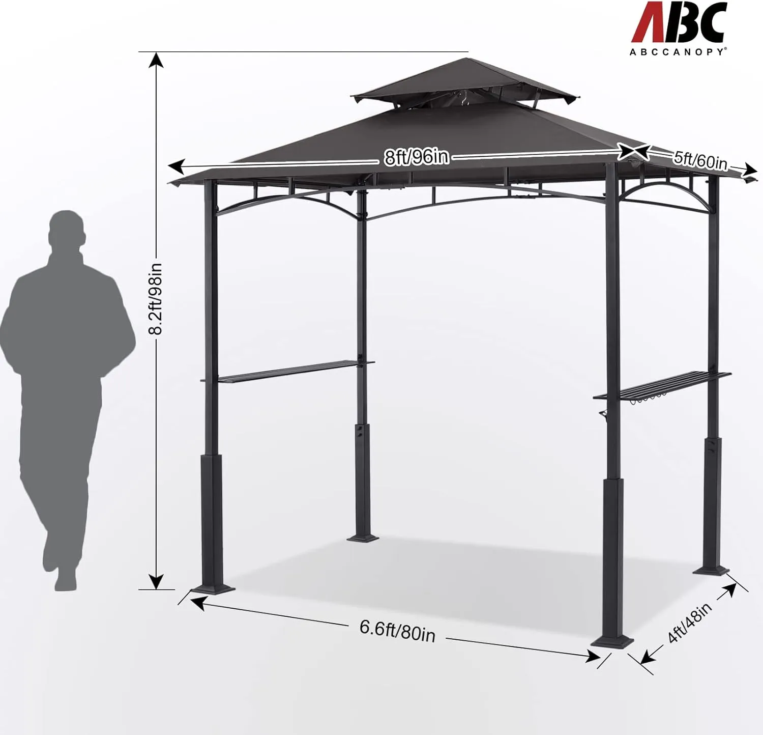 ABCCANOPY 8x5 Grill Gazebo - Outdoor BBQ Canopy Shelter with Led Light for Patio Backyard Grilling (Dark Gray)