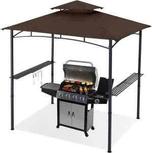 ABCCANOPY 8x5 Grill Gazebo Shelter, Outdoor BBQ Gazebo Canopy with LED Light(Coffee)