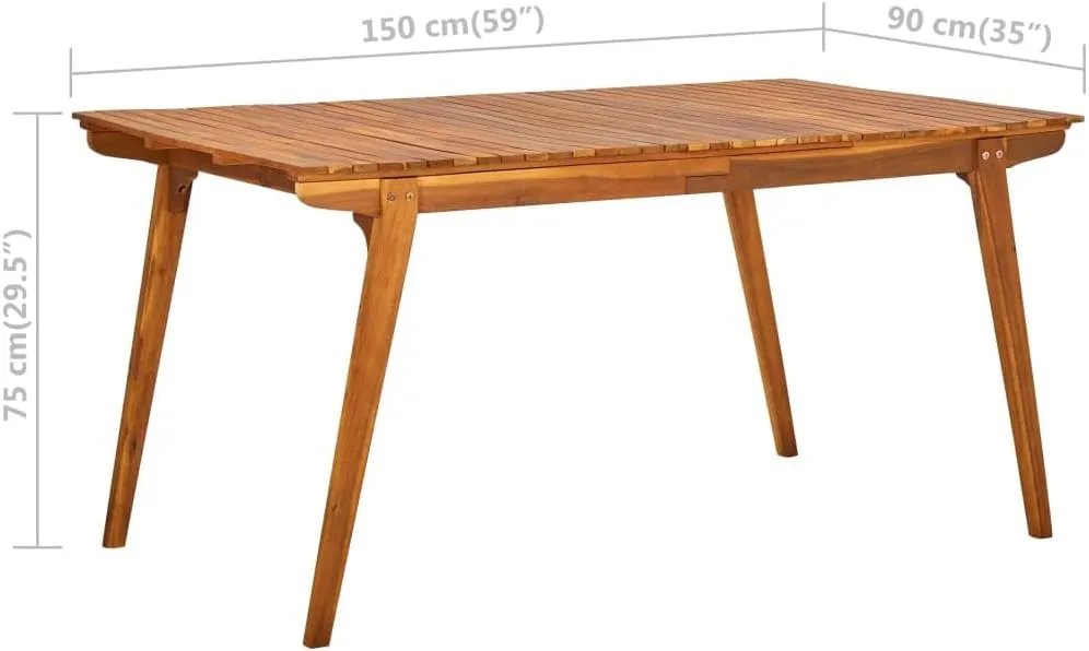 Acacia Wood Garden Table Brown Durable Outdoor Furniture Dining, Camping, Picnic Table 59.1 x 35.4 in