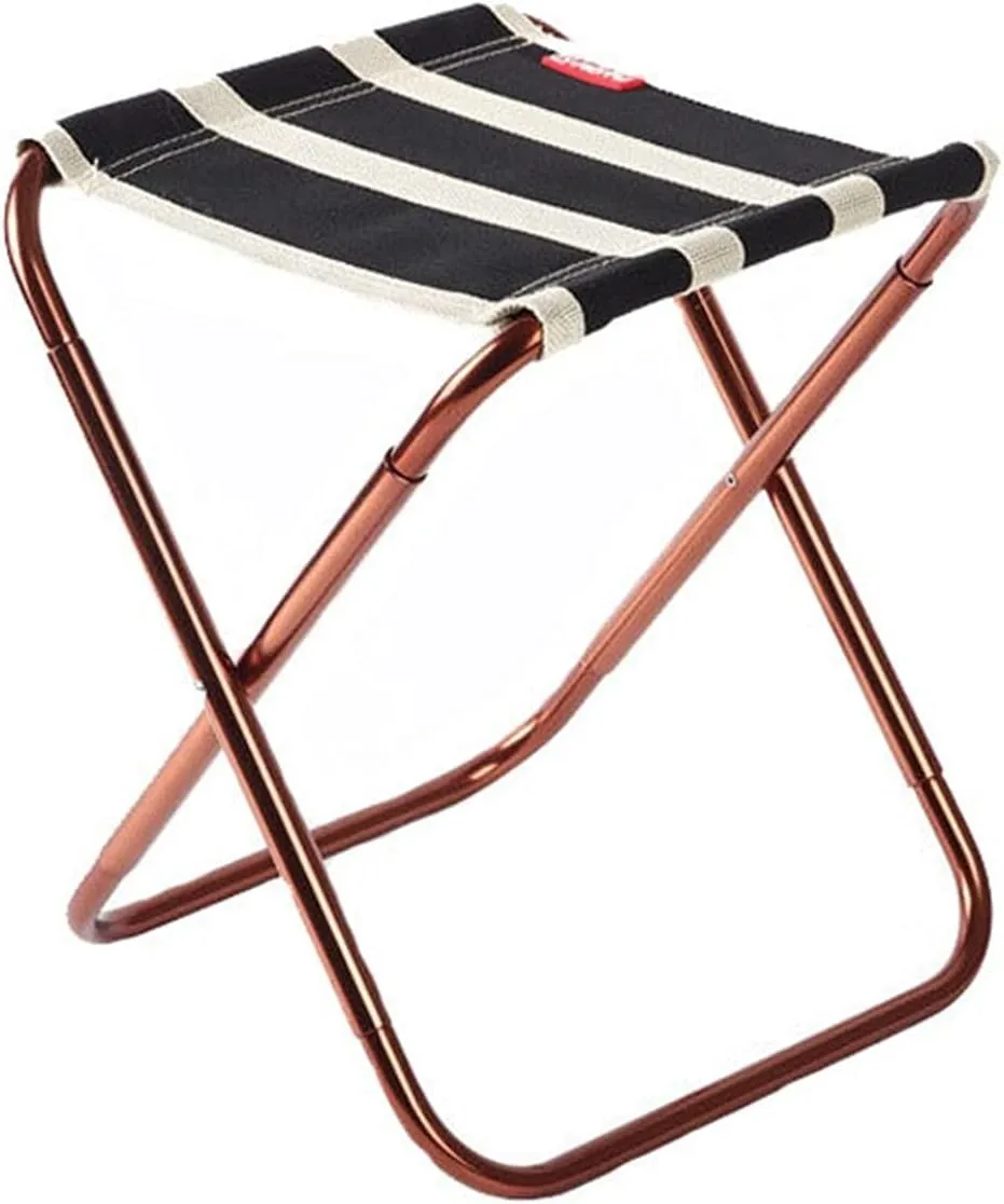 AISHANBAIHUODIAN Folding Stool Aluminum Alloy Chair Ultra-Light Portable Small Seat Outdoor Fishing Camping Picnic with Bag (Color : Black)