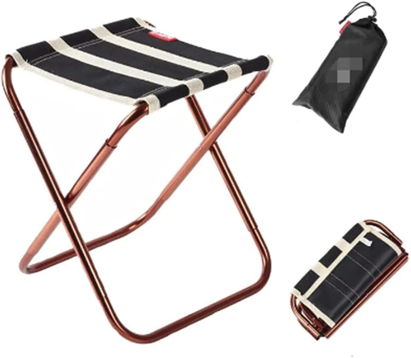 AISHANBAIHUODIAN Folding Stool Aluminum Alloy Chair Ultra-Light Portable Small Seat Outdoor Fishing Camping Picnic with Bag (Color : Black)
