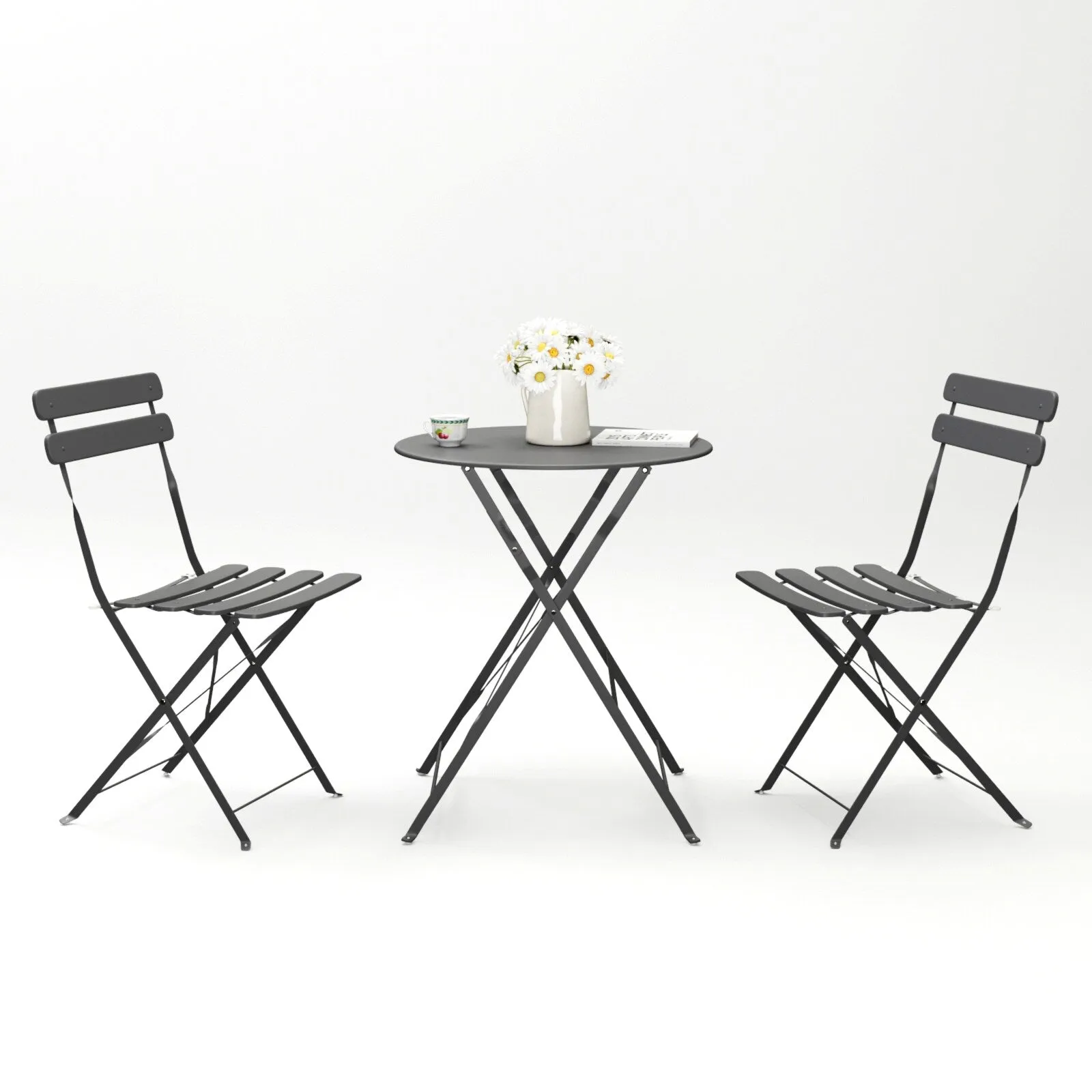 All Weather Outdoor Patio Set 3 Piece Balcony Metail Bistro Table Set聽