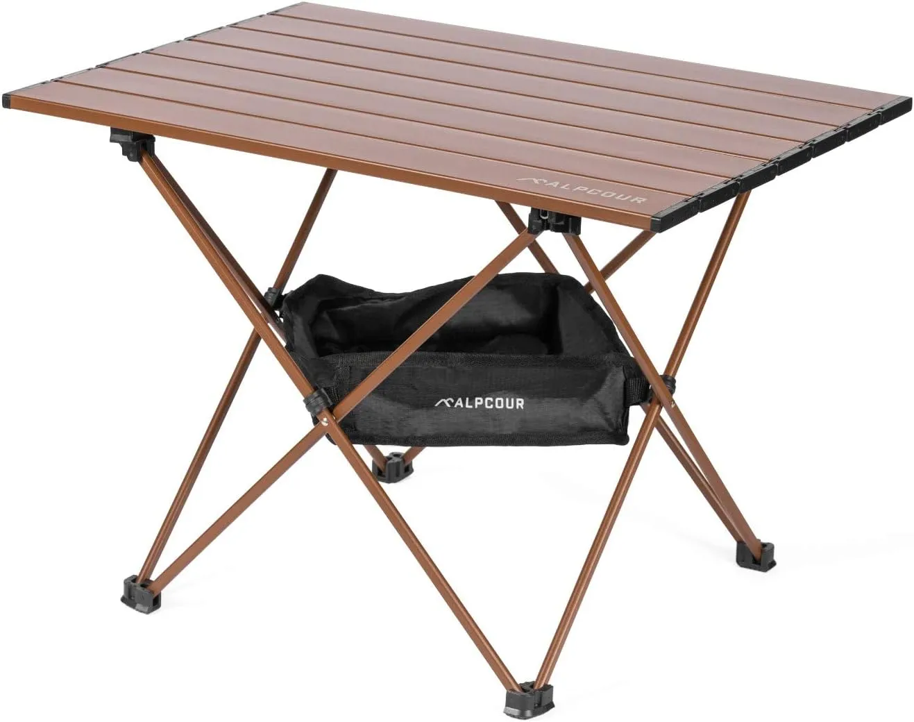 Alpcour Portable Camping Table – Lightweight, Compact Folding Side Table in a Bag with Aluminum Top & Heavy Duty Hinge for Easy Travel & Storage – Great for Outdoor BBQ, Backpacking, Tailgate & More