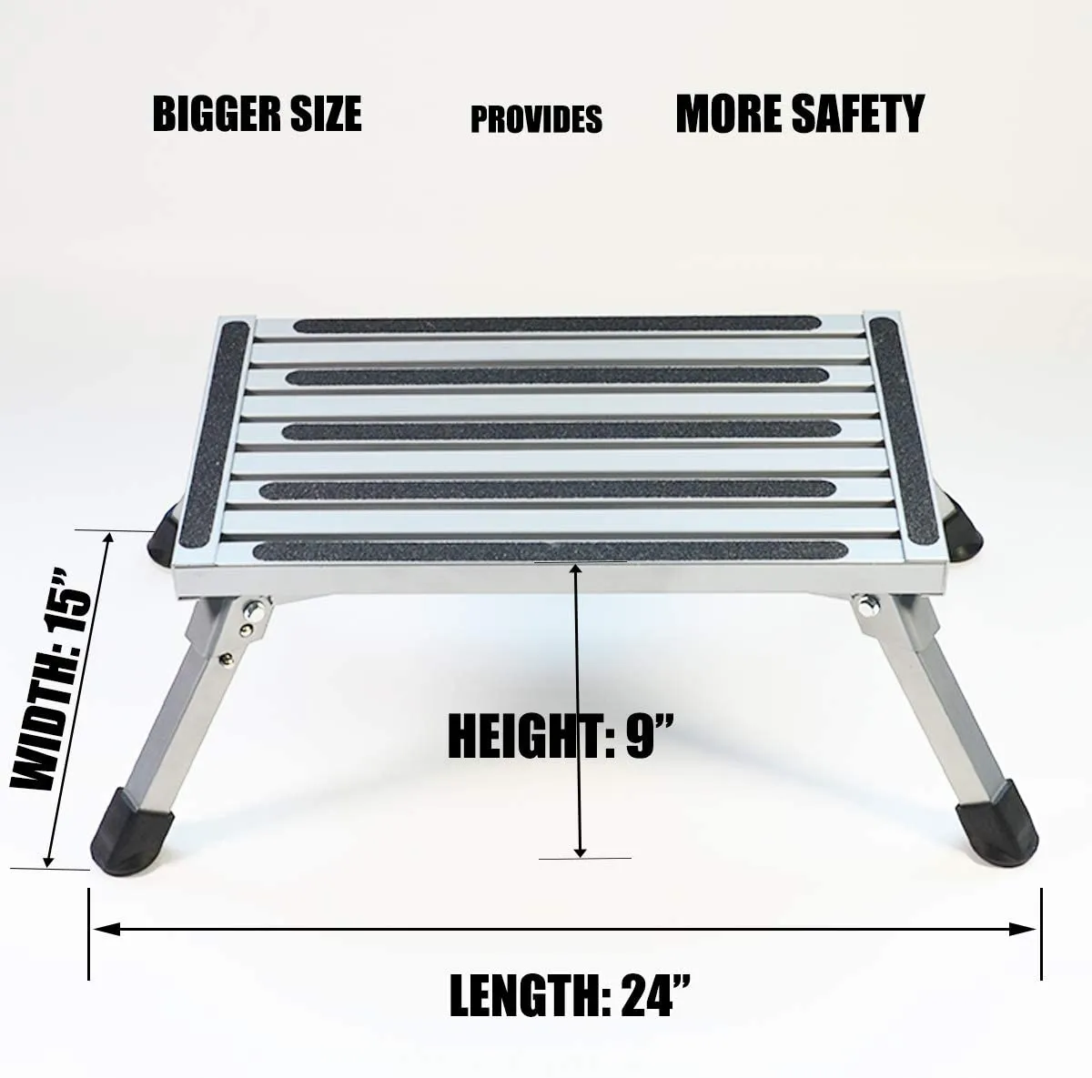 Aluminum Folding Platform Steps RV Step Stool with Anti-Slip Surface And Rubber Feet