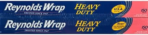 Aluminum Heavy Duty Foil - Lock in Flavor and Nutrients - THICK, DURABLE & EXTRA STRONG - Trusted for Over 70 Years - Great For Cooking, Grilling & Storing - 1 Pack (2 x 150 sq ft Each)