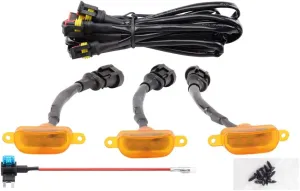 Amber LED Lights 3PCS Front Grille Raptor Lamps Car Accessories with Harness and Fuse, Compatible with 2004-2019 for-d F150 & 2013-2018 Ram 1500 Raptor Style Aftermarket Grille