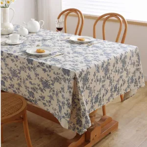 AMZALI Rectangle Tablecloth, Farmhouse Decorative Linen tablecloths, Wrinkle Resistant Table Cover Washable Table Cloths for Dining Room, Kitchen, Buffet, Camping Tabletop Decoration