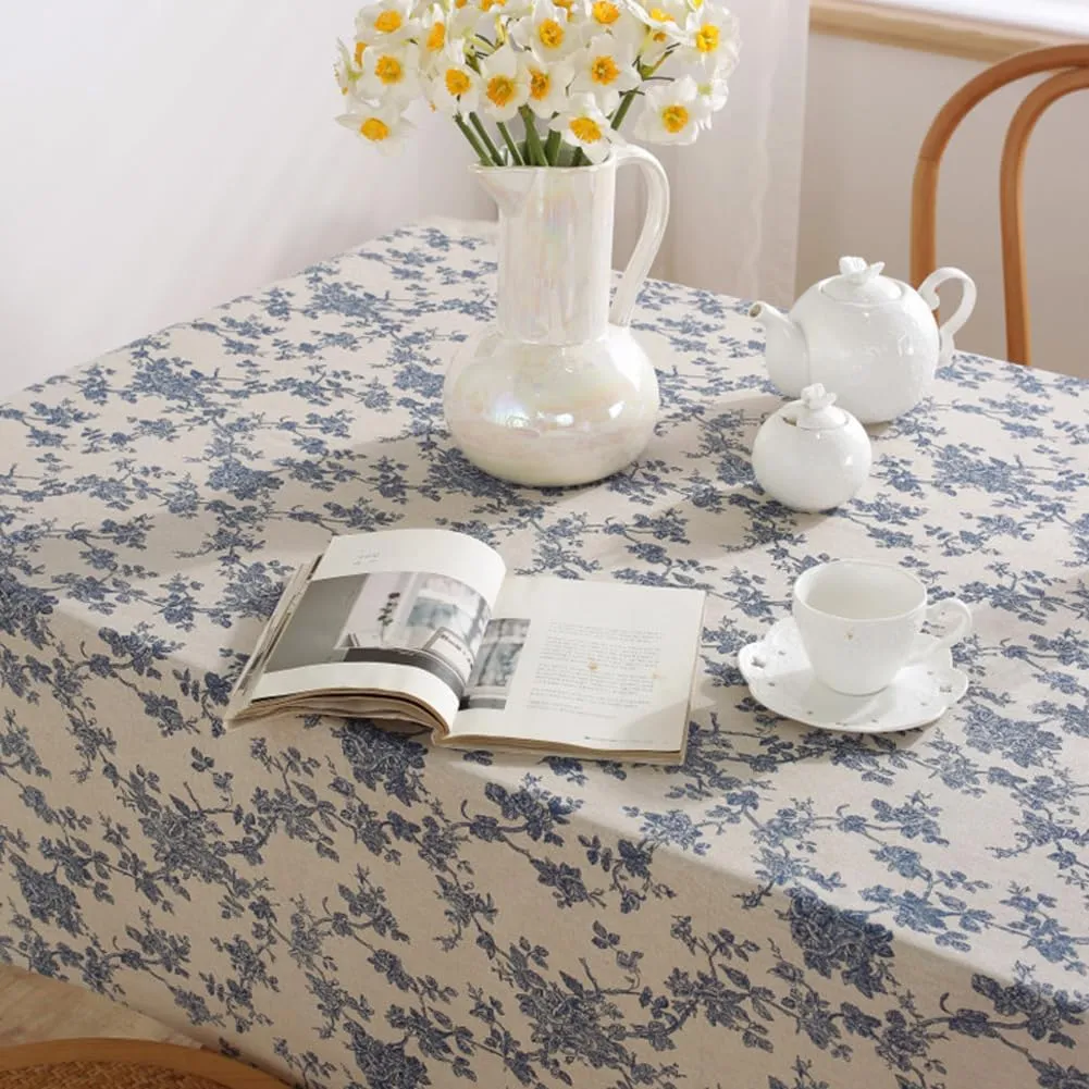 AMZALI Rectangle Tablecloth, Farmhouse Decorative Linen tablecloths, Wrinkle Resistant Table Cover Washable Table Cloths for Dining Room, Kitchen, Buffet, Camping Tabletop Decoration