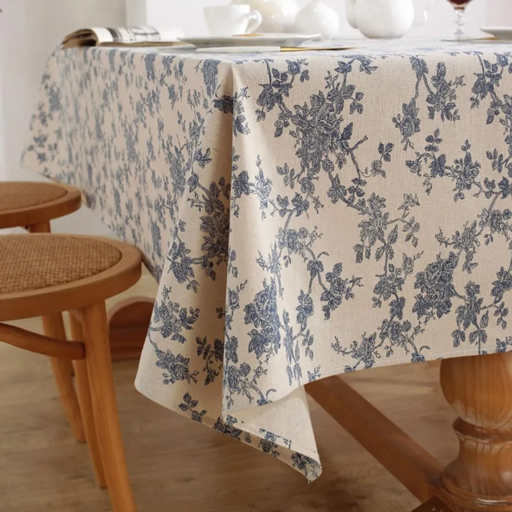 AMZALI Rectangle Tablecloth, Farmhouse Decorative Linen tablecloths, Wrinkle Resistant Table Cover Washable Table Cloths for Dining Room, Kitchen, Buffet, Camping Tabletop Decoration