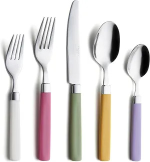 ANNOVA Stainless Steel Flatware/Cutlery Set - Color Handles - Dinner Forks, Salad Forks, Table Knives, Tablespoons, Teaspoons - (Mix, 20 Pieces)