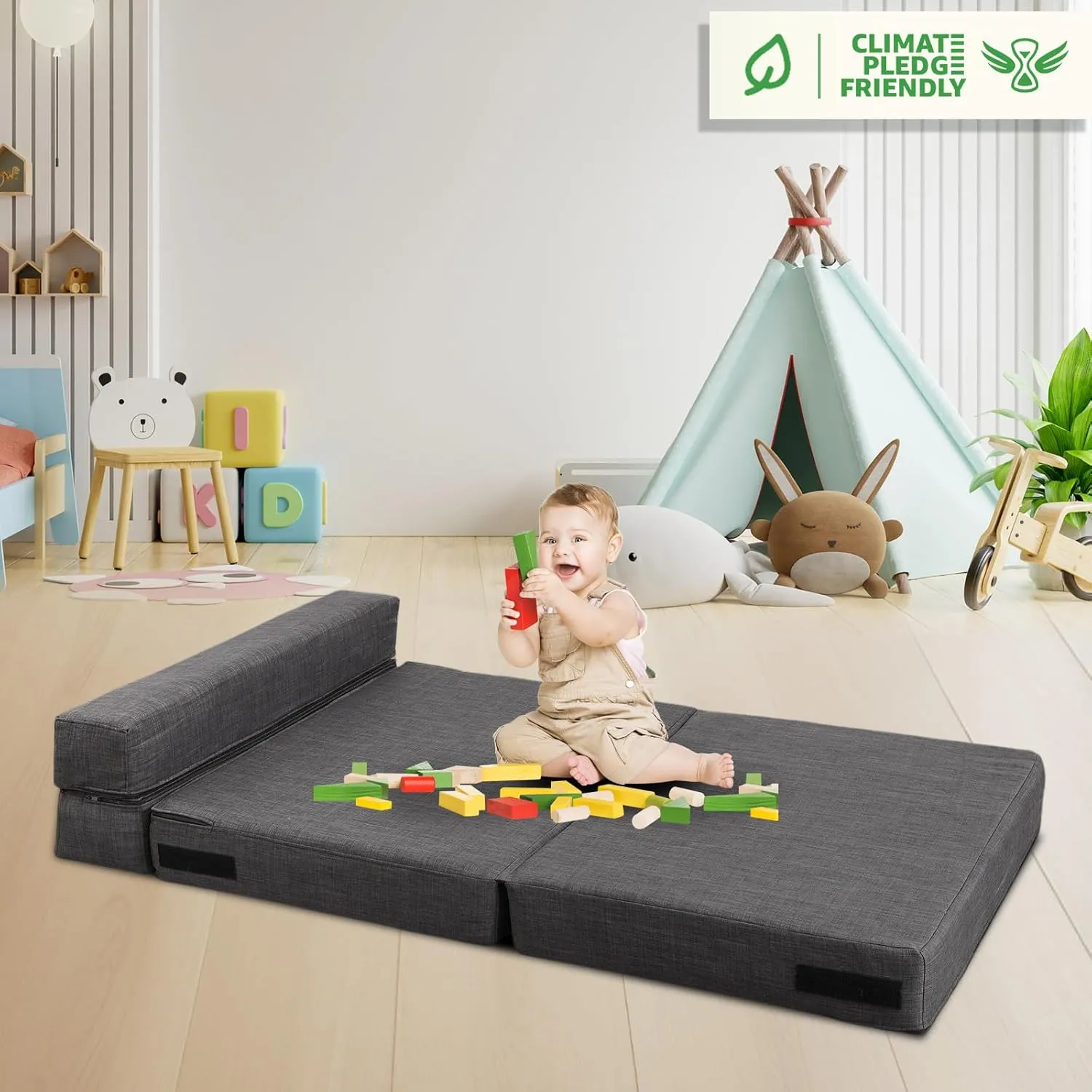 ANONER Fold Sofa Bed Couch Memory Foam with Pillow Futon Sleeper Chair Guest Bed and Fold Out Couch, Washable Cover Twin Size, Dark Gray
