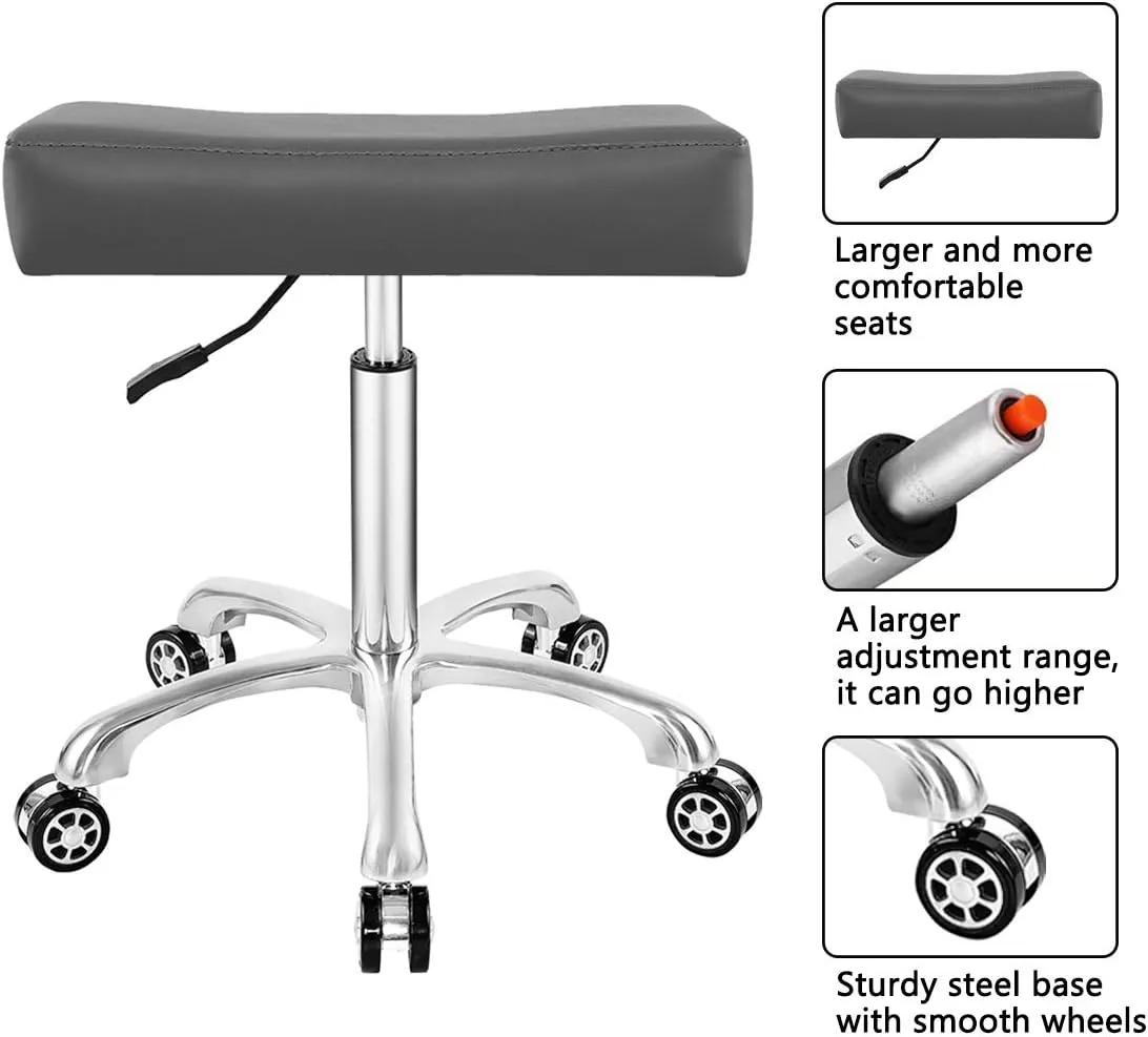 Antlu Adjustable Heavy Duty Rolling Swivel Stool Chair for Massage Office Tattoo Kitchen,Work Stool with Wheels (Grey)