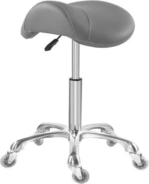 Antlu Saddle Stool Chair for Massage Clinic Spa Salon Cutting, Saddle Rolling Stool with Wheels Adjustable Height (Grey)