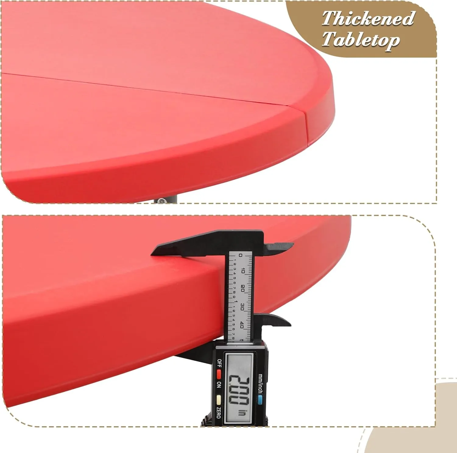Athena Collection Folding Table, Portable Plastic Round Foldable Card Table, Indoor Outdoor Collapsible Craft Desk Dining with Lock & Handle for Commercial Event Party Camping, Red
