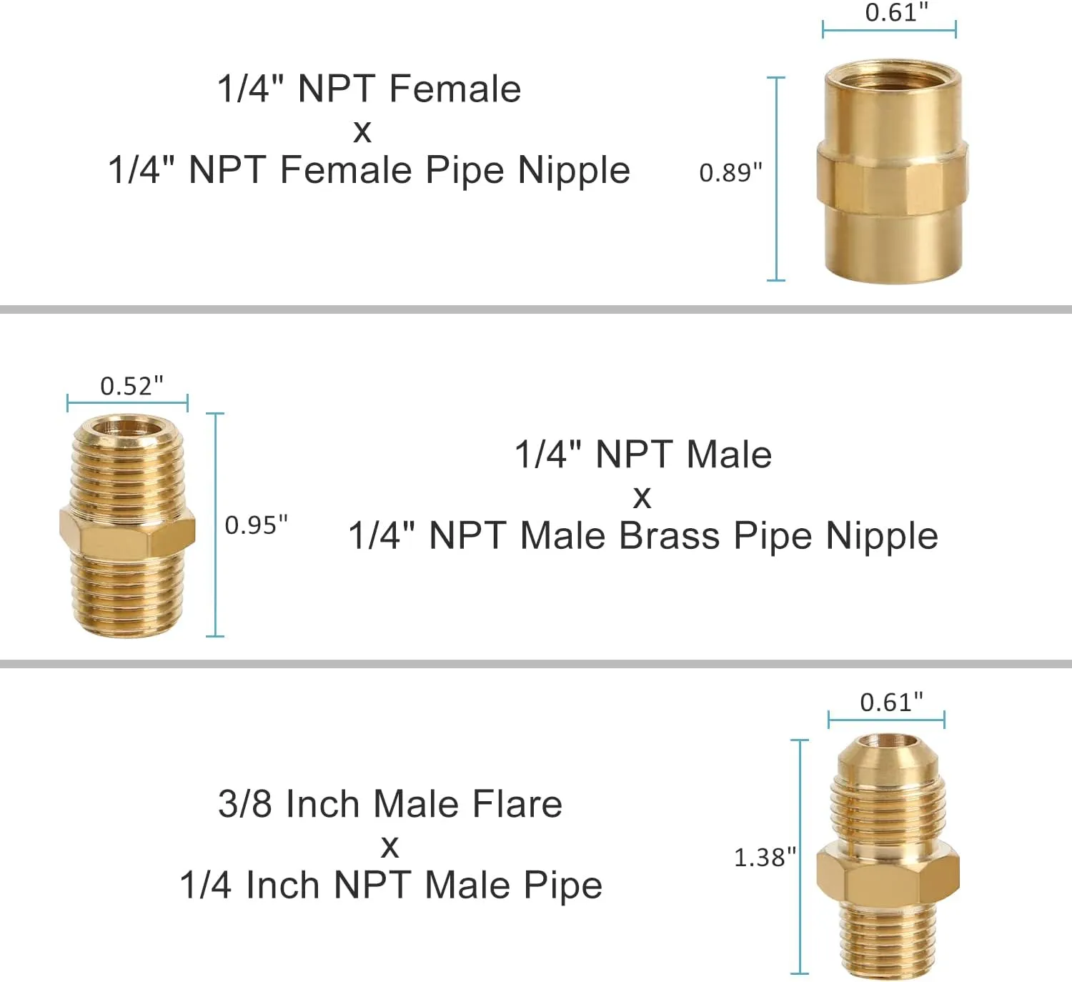 ATKKE RV Propane Quick Connect Fitting Adapter Valve, 1/4" Male NPT Full Flow Plug & 3/8" Male Flare Quick Kit for Low Pressure Gas Appliance Heater Grill Fire Pit and RV Quick Connect, 13pcs