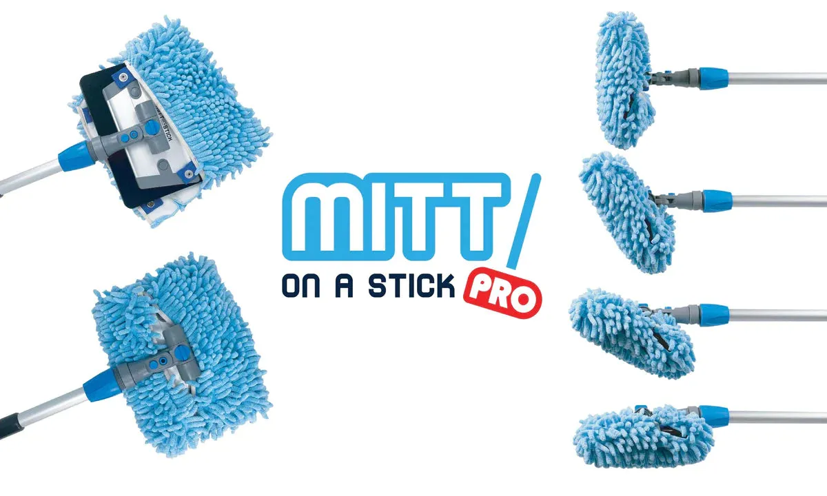 Autofiber Mitt On A Stick PRO Wash Tool With 360 Locking Head- Long Pole