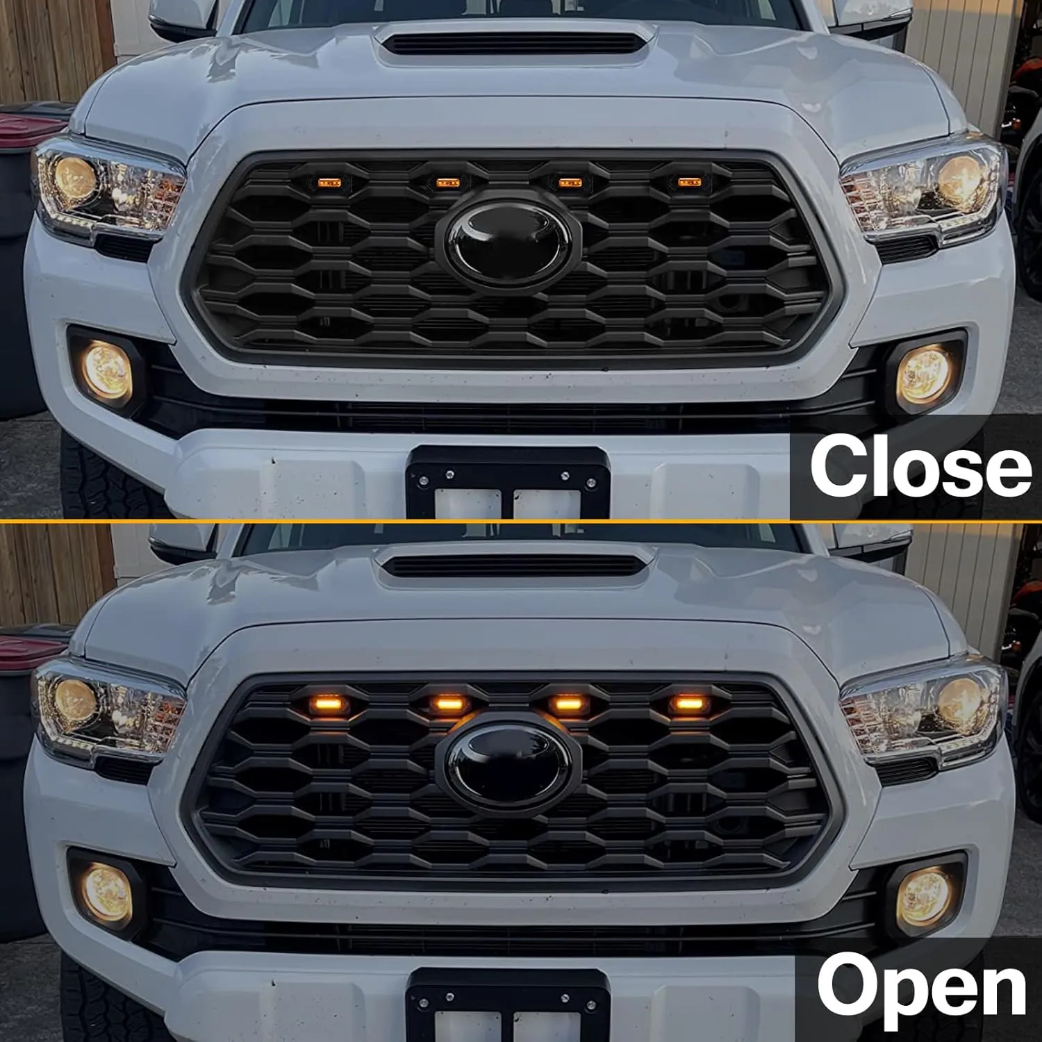 AUTOXBERT Tacoma LED Grill Lights Compatible with Toyota Tacoma 2020 2021 2022 2023 TRD Off-Road & Sprot OEM Front Grille Amber Lights with Fuse（4PCS Amber Shell Amber Lights）