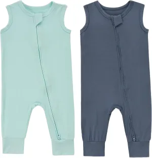 Baby Sleeveless Romper Zipper Toddler Summer Jumpsuit Rayon Outfits Infant Footless Pajamas 0-24m