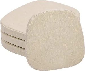 baibu 14In Metal Chair Cushion with Ties, Set of 4 Non-Slip Metal Dining Chair Pads Kitchen Seat Cushions with Machine Washable Cover, 14x14x1.5in, Beige