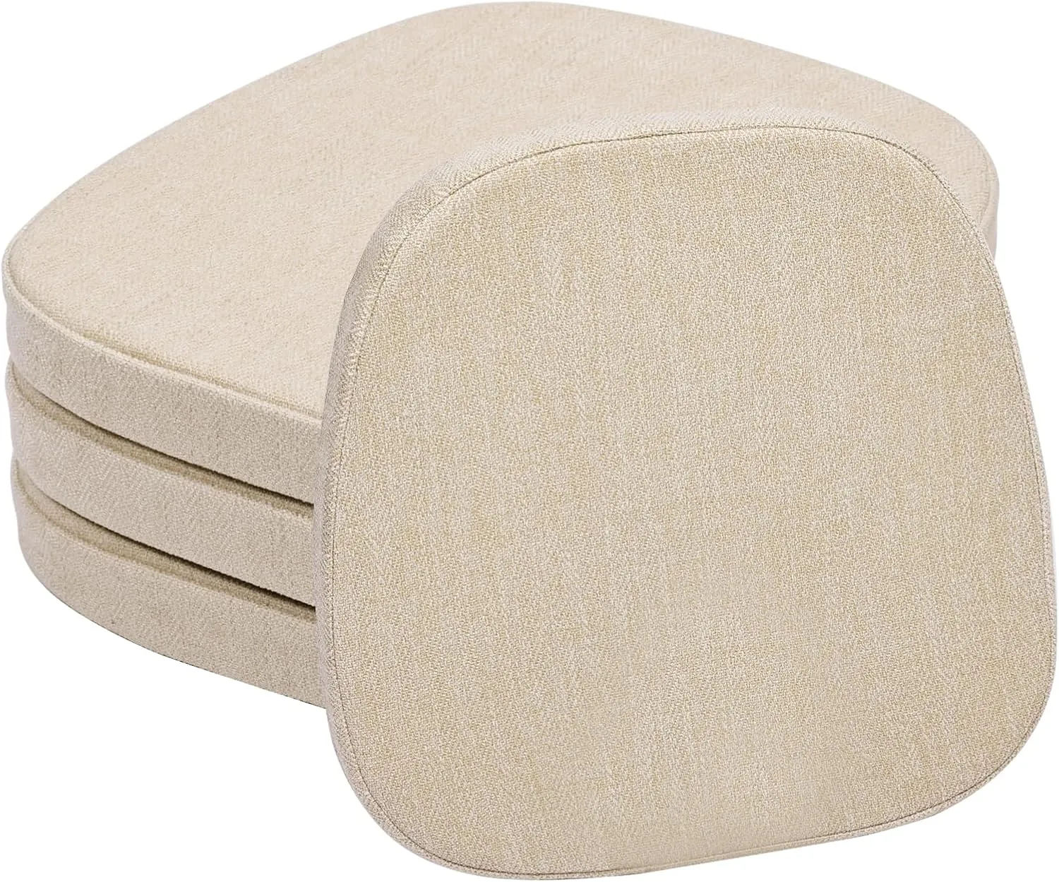 baibu 14In Metal Chair Cushion with Ties, Set of 4 Non-Slip Metal Dining Chair Pads Kitchen Seat Cushions with Machine Washable Cover, 14x14x1.5in, Beige