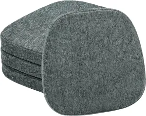 baibu 14In Metal Chair Cushion with Ties, Set of 4 Non-Slip Metal Dining Chair Pads Kitchen Seat Cushions with Machine Washable Cover, 14x14x1.5in, Dark Grey