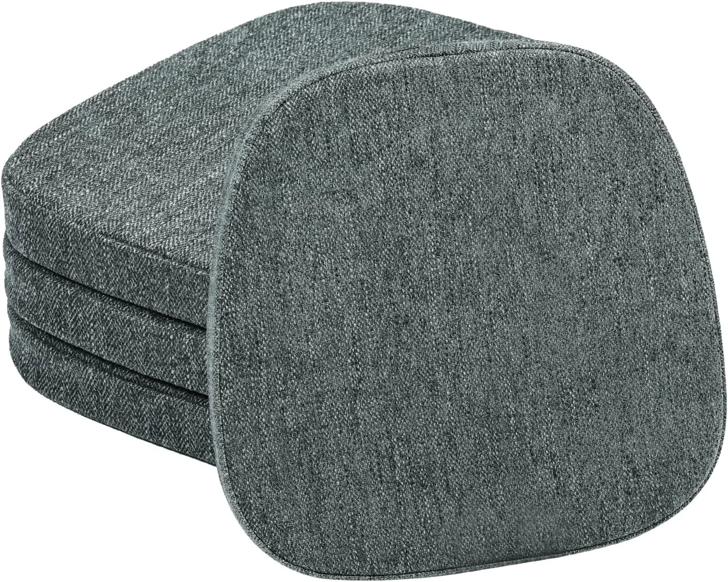 baibu 14In Metal Chair Cushion with Ties, Set of 4 Non-Slip Metal Dining Chair Pads Kitchen Seat Cushions with Machine Washable Cover, 14x14x1.5in, Dark Grey