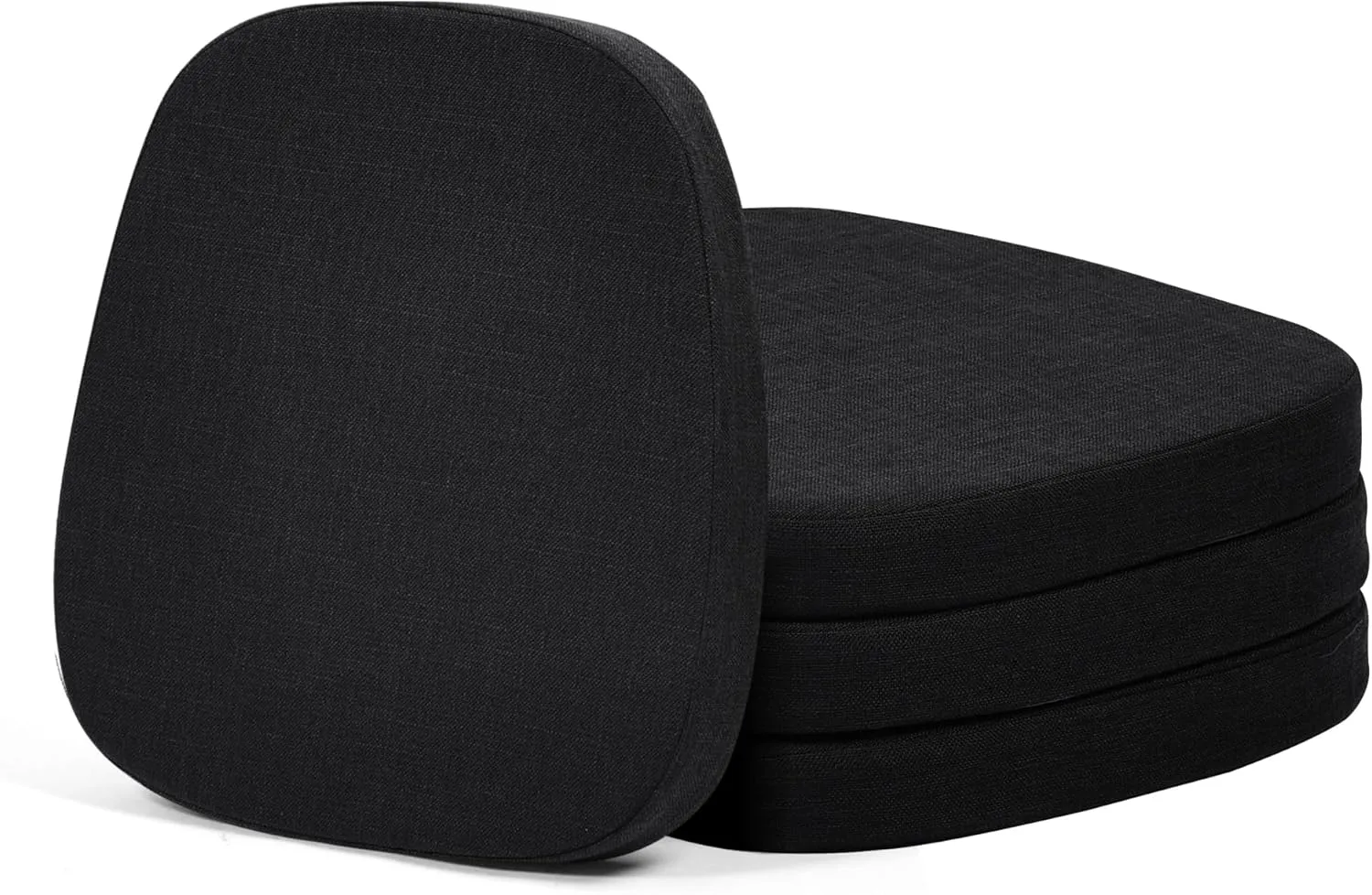 baibu Set of 4 Metal Chair Cushions with Ties, 14In Non-Slip Metal Dining Chair Pads Kitchen Seat Cushion with Machine Washable Cover, 14x14x1.5in, Black