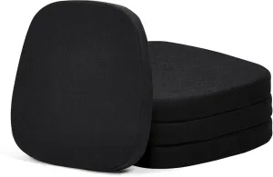 baibu Set of 4 Metal Chair Cushions with Ties, 14In Non-Slip Metal Dining Chair Pads Kitchen Seat Cushion with Machine Washable Cover, 14x14x1.5in, Black
