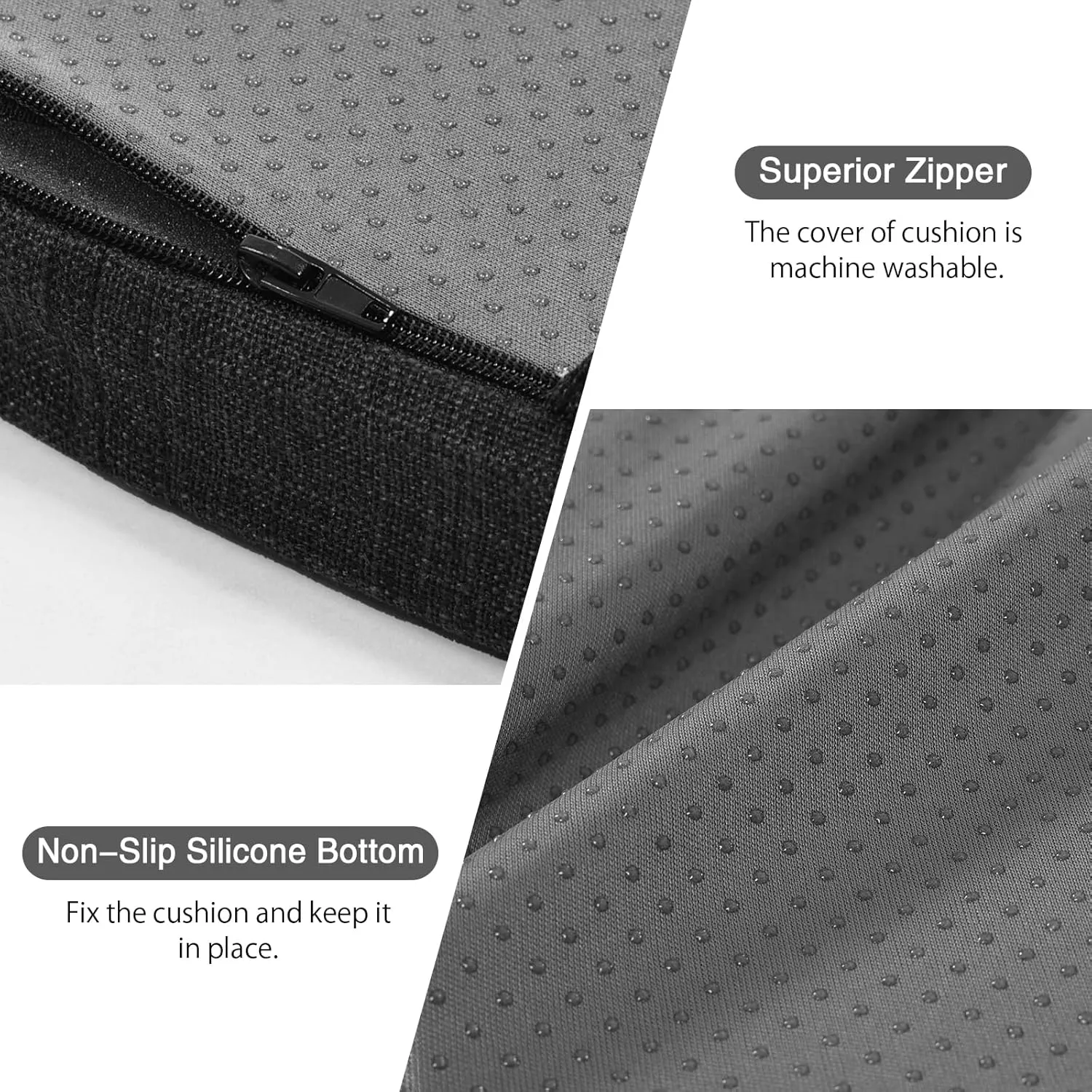 baibu Set of 4 Metal Chair Cushions with Ties, 14In Non-Slip Metal Dining Chair Pads Kitchen Seat Cushion with Machine Washable Cover, 14x14x1.5in, Black