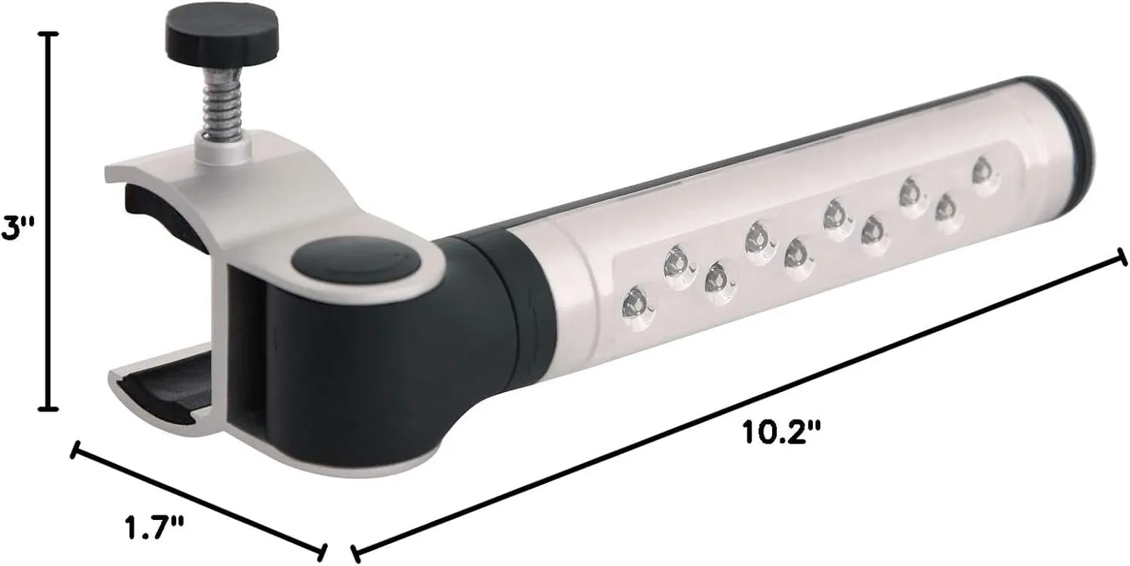 Barbecue Grill Light, Battery Operated LED BBQ Grill Light, Aluminum Clamp, Adjustable 180 Degrees, 10 LED Bulbs, Perfect for Outdoor Kitchen