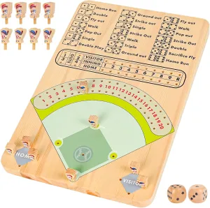 Baseball Dice Board Game Wooden Tabletop Baseball Game Fun Double Battle Table Game Solid Wood Baseball Themed Party Gift for All Ages Sport for Travel Camping Family Holiday Gatherings