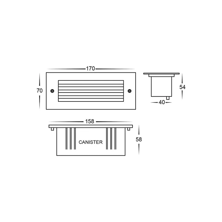 Bata Recessed TRI Colour 6W LED Brick Light With Grill Cover