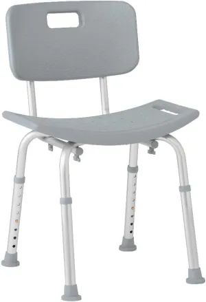 Bath Chair for Seniors, Shower Seat with Back, Suction Feet, Non-Slip Adjustable Height Shower Bench for Elderly, Disabled, 400 lb Weight Capacity, Gray Bathroom Stool for Tub or Shower