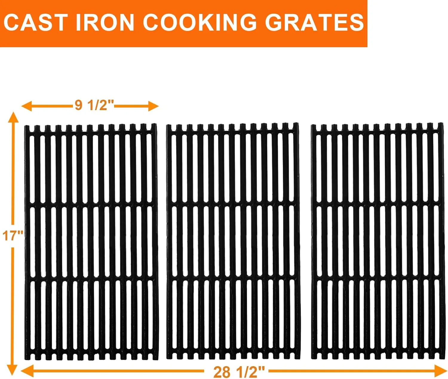 BBQ Future 17" Cooking Grates Grill Replacement for Charbroil Tru-Infrared Gas Grill 463242715 463257520 463276016 463242716 466242715 466242815 G541-0016-W2 Lowe's 606682 Matte Cast Iron Cooking Grid