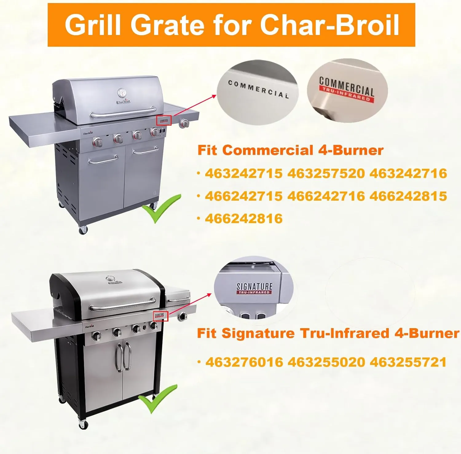 BBQ Future 17" Cooking Grates Grill Replacement for Charbroil Tru-Infrared Gas Grill 463242715 463257520 463276016 463242716 466242715 466242815 G541-0016-W2 Lowe's 606682 Matte Cast Iron Cooking Grid