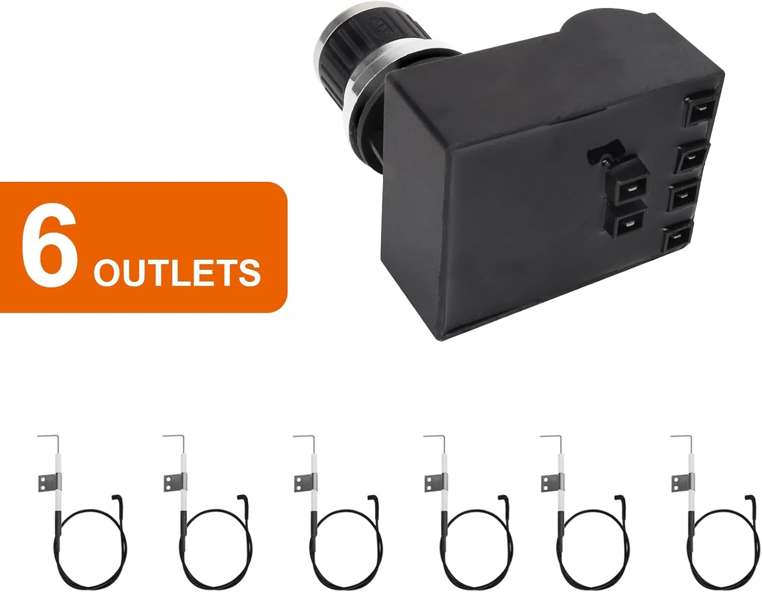 BBQ Future 6 Outlets Spark Generator Grill Igniter with Wire Replacement Kit for Home Depot Nexgrill 720-0830H 720-0888 720-0896CA, Universal Electronic Ignitor Chrome Coated Tact Switch Push Button